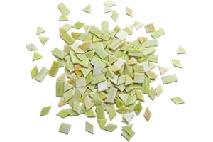 Lanyani Glass Mosaic Tiles for Art Crafts, 4 Shapes Mixed Tiffany Stained Glass Pieces, 200 Pieces, Square/Rectangle/Diamond/Triangle,New Leaf Green