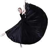 Nupale Women Long Flowy Belly Dance Skirt Swing Satin Maxi for Dancing Costume Cosplay Christmas Halloween Performance