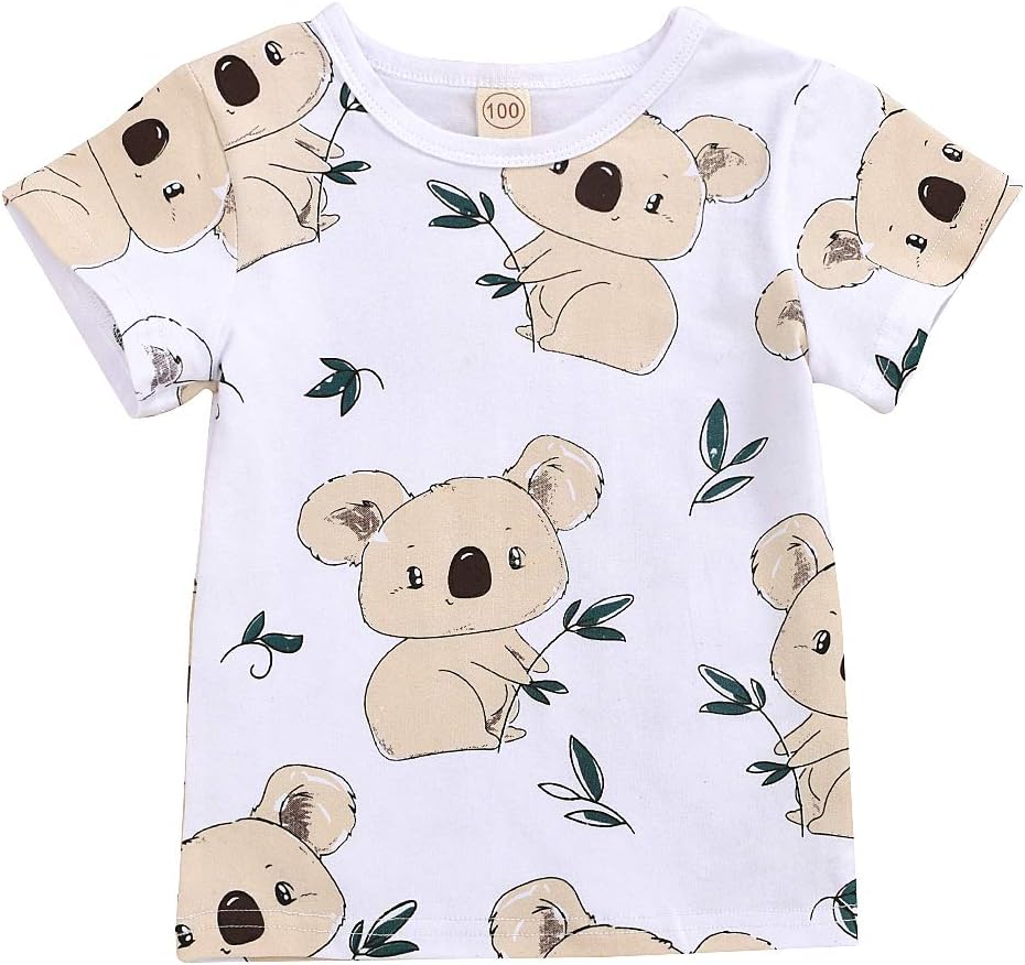 Toddler Baby Little Boy Girl Short Sleeve T-Shirt Koala Print Shirt Tops Summer Clothes