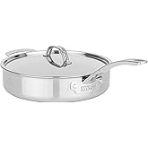 Viking PureGlide Pro 3-Ply Nonstick Sauté Pan with Lid, Made without PFAS, 4.5-Quart Induction Deep Frying Pan with Helper Handle, Metal Utensil Safe Titanium Nonstick Surface, Oven Safe to 600F
