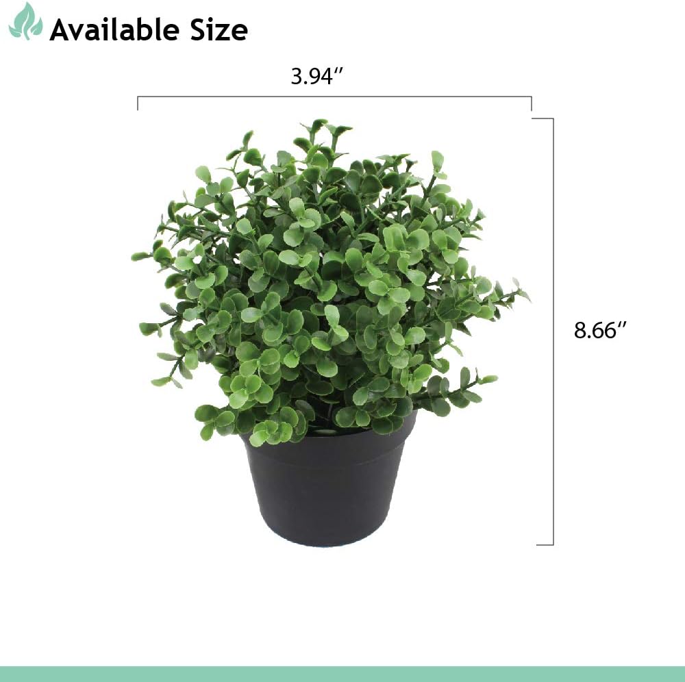 SunnyRoyal Artificial Mini Pant Potted Topiary Fake Buxus Boxwood Plants in Pot for Home/Indoor/Outdoor Décor 1 Pack -