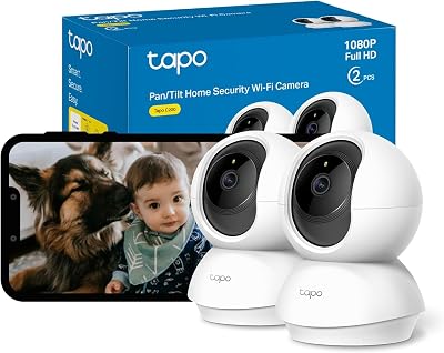 1080P Camera Interieur WiFi 360° Connectée Lot de 2,C200P2