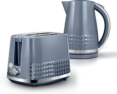 Tower Tower Solitaire Kitchen Set 3KW 1.5L Kettle & 2-Slice Toaster Grey