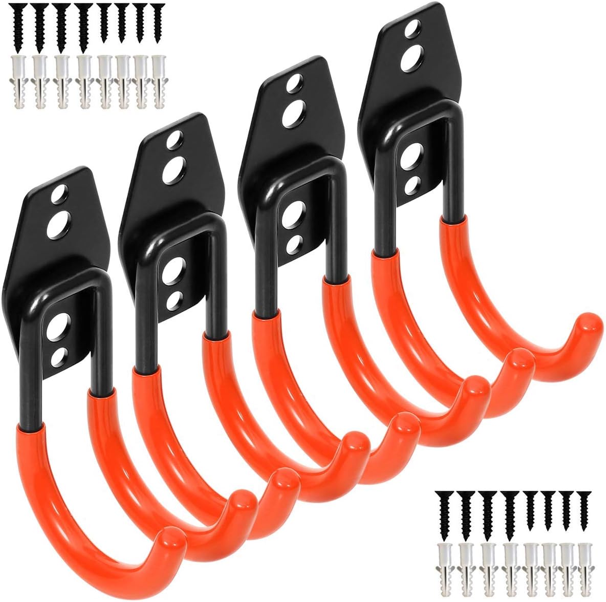 thumbnail image 2 of Garage Hooks Heavy Duty Garage Hooks 4 Pack, Heavy Duty 7.7 Inch Garage Bike Hooks, Ladders Hooks, With 2 Extension Cord Holder Organizer, Wall Mounted Storage Hanger For Power Tools,Garden Tool,Ropes,Hose And 2 of 12