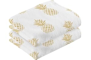 WIHVE Hand Towels 2 Pack Gold Pineapples White Highly Absorbent Fingertip Towel for Bathroom 16 x 28 Inch