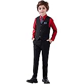 Boy's 5-Piece Suit, Boys' Formal Suit Set with Vest Pants and Tie, Boys Formal Dresswear Vest Set, Toddler Boy Vest Set