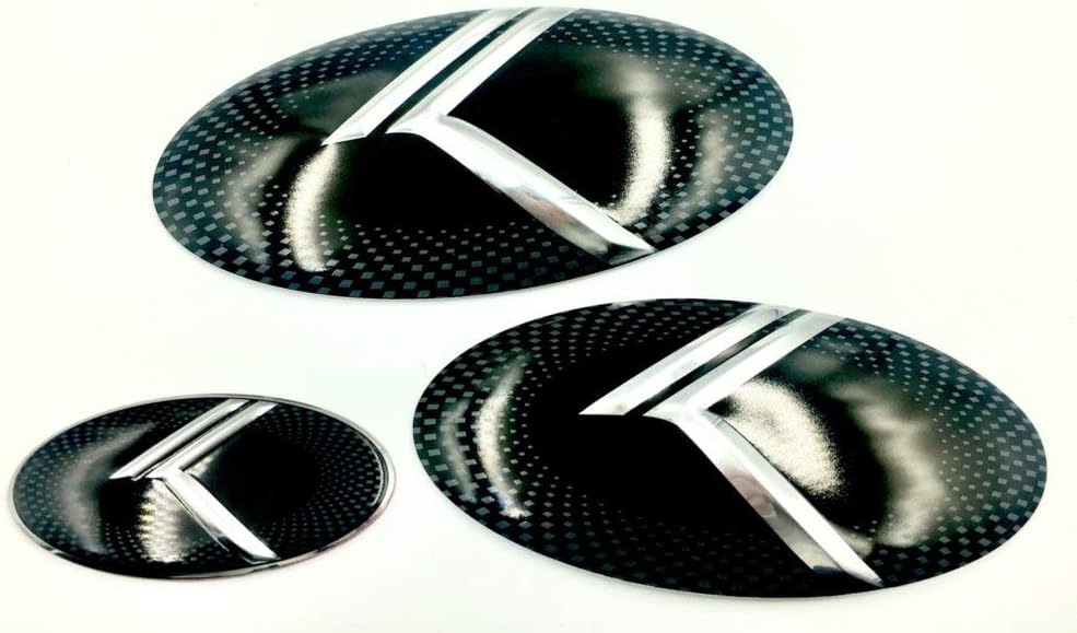 New 3pc Vintage K Metal Skin Emblem Badge Overlay for KIA Forte KOUP 2014-2019 Front/Rear Cover & Protect KIA Badges in Seconds! Easy Install!