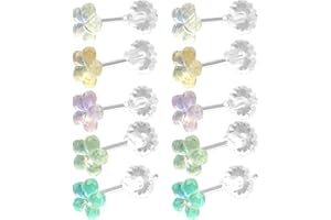 DaKuan 5 Pairs Hypoallergenic Resin Earrings for Sensitive Ears | Lightweight Plastic Ear Studs for Sports, Swimming & Healin