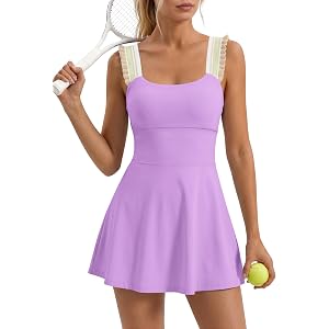 Yanekop Tennis Dresses for Women with Shorts and Bra Golf Athletic Dress | Stretchy Quick Dry Dresses with Shorts Underneath,