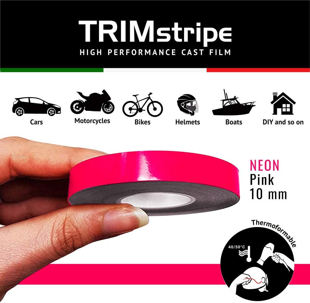 4R Quattroerre.it 10504 Trim Stripes Adhesive Strips for Cars Neon Fuchsia, 10 mm x 10 mt, Pink - Image 3
