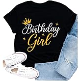 Cutesong Birthday Shirts for Women Birthday Squad T-Shirt Happy B-Day Party Crew Crewneck Tee Tops