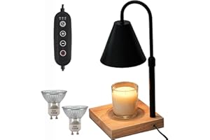 YODEWA Candle Warmer Lamp with Timer and Dimmer Wood Base, Farmhouse Electric Candle Lamps Warmer for Jar Candles Housewarming Gifts New Home Decor Birthday Gifts for Women -Square Black