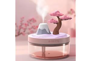 CERROTA Cute Mini Humidifier, 320ml Pink Cherry Tree Desktop Humidifiers for Bedroom, Portable Small Cool Mist Humidification for Home, Baby Nursery, Office & Indoor Plants, USB Powered