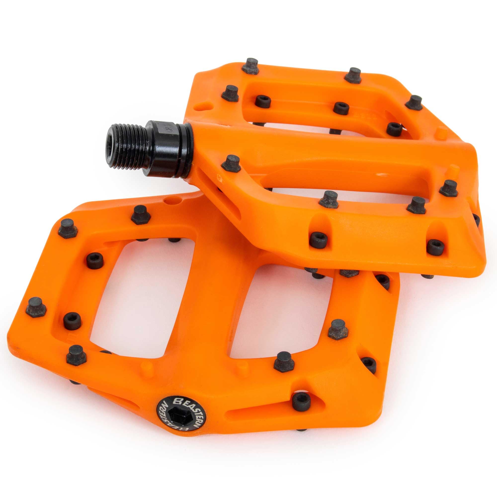Eastern Nylon Linx Pedals 9/16 - Lightweight, High-Grip MTB & BMX Pedals with Removable Metal Pins, Chromoly Axle for BMX, MTB, Road & Kids Bikes - Orange