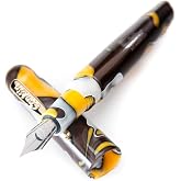Conklin All American Fountain Pen in Yellowstone &ndash; Medium Nib, Unique Yellow, Brown &amp; White Design &ndash; Ideal Gift for Professionals &amp; Pen Collectors