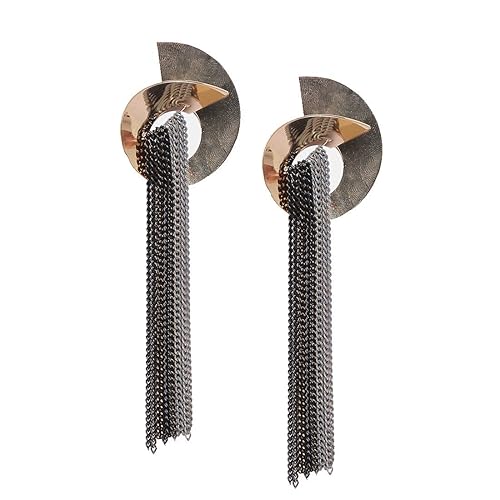 Mali Fionna Women's Latest Tasselled Designer Earrings (Black and Grey)