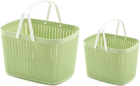 uioy Dos Cajas de plástico, Resistente Cesta de plástico portátil, 2