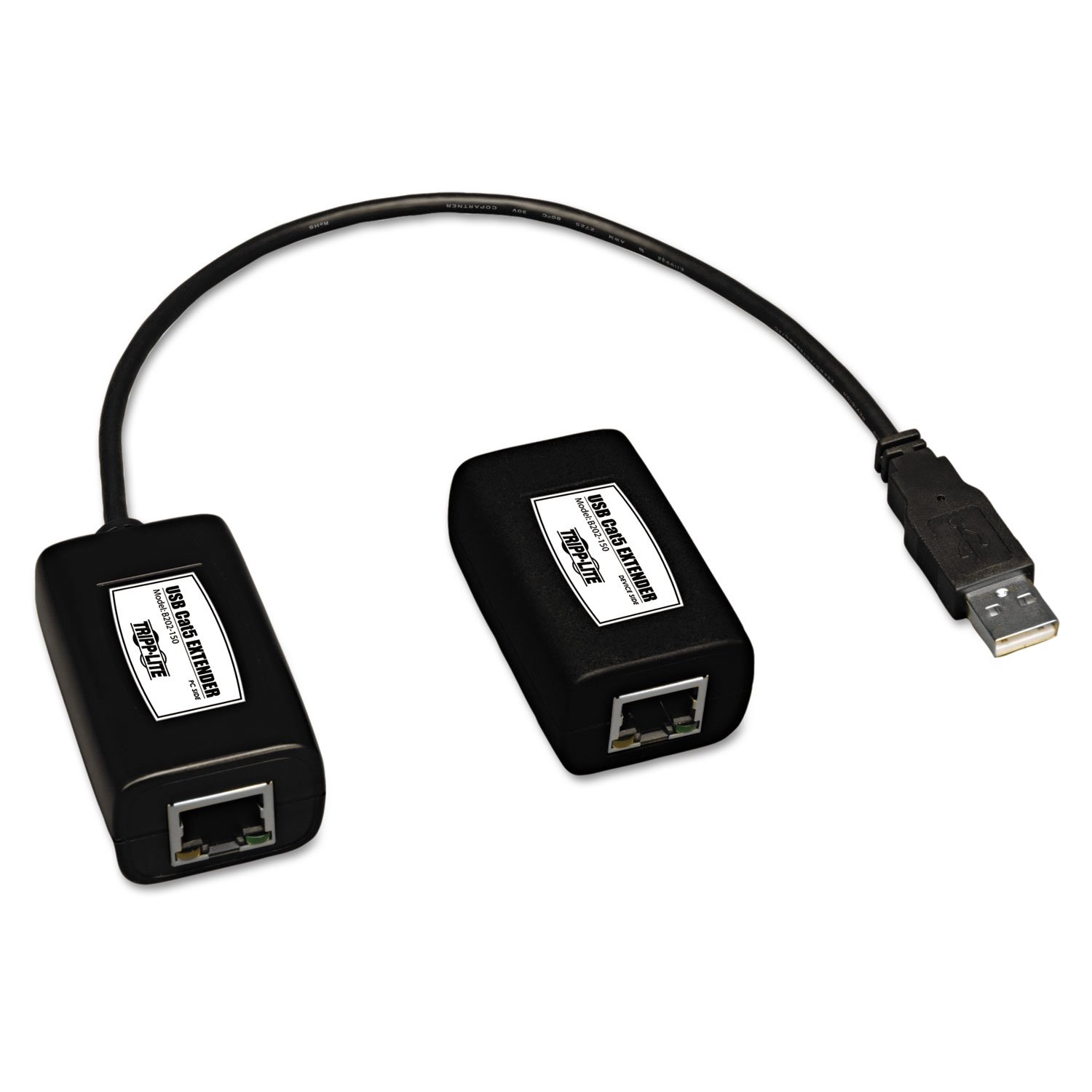 Tripp Lite 1-Port USB over Cat5 Cat6 Extender Transmitter & Receiver TAA (B202-150) Black