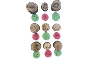 Wooden Animal Tracks Stamps, 9PCS Animal Prints Toy Jungle Safari Farm Zoo Forest Animals Stamps for Kids Nature Exploration 