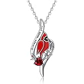 CCWPXX Sterling Silver Cardinal Necklace for Women, 925 Red Bird Spiritual Memorial Engraved Always with You Dainty Inspirational Jewelry Gifts for Loss of Loved