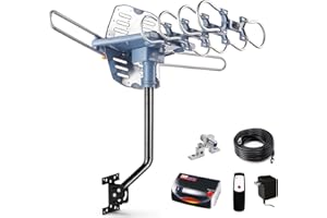 AIMTO-PRO 2025 Long Range Outdoor TV Antenna for Smart TV - Digital UHF VHF Free Local Channels, Ultra HD 4K 1080p ATSC 3.0 Antenna, Support 2 TVs, Complete Set Ease Installation with Mounting Pole