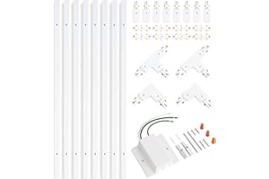 VANoopee 26FT H Track Lighting Rails White, H Type Track Lighting Kit with Floating Canopy Connector, End Caps, Live End Feed
