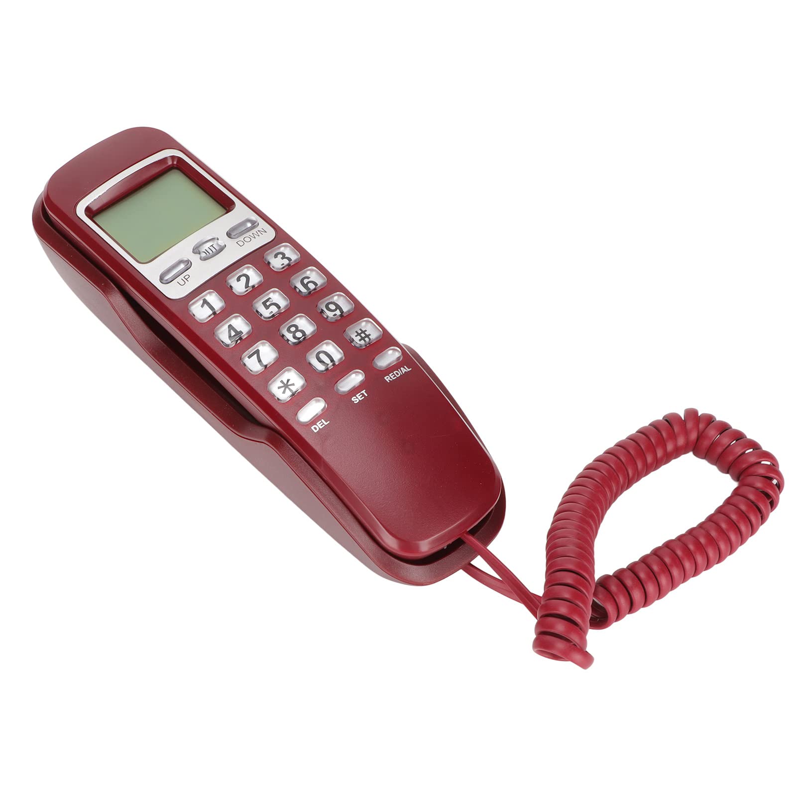 Corded Landline Telephone, Wall Mountable or Desk House Phones Home Phone with Last Number Redial, Flash,Caller ID Display Corded Telephone for Home Office Hotel (Red)