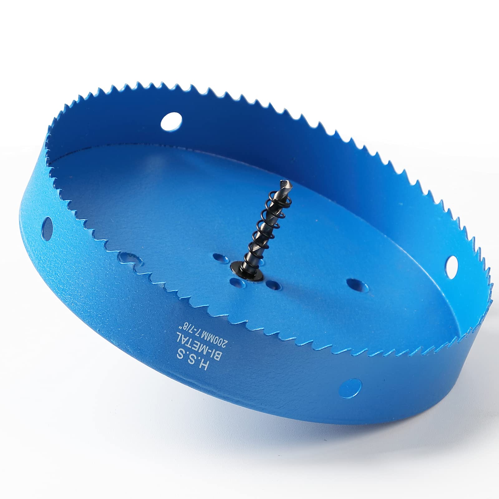 200mm Hole Saw Blue, 30mm Bi-Metal Cutting Depth HSS M42 Vent Hole Cutter for Boards Soft Metal Sheet Drywall Plastic Wood