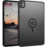 Telaso Magnetic for iPad Pro 11 inch 2024 (M4) Case, Supports Pencils, Translucent Matte Back Soft TPU Bumper Military Grade Shockproof Protective Case for iPad Pro 11 inch (M4) 2024, Black