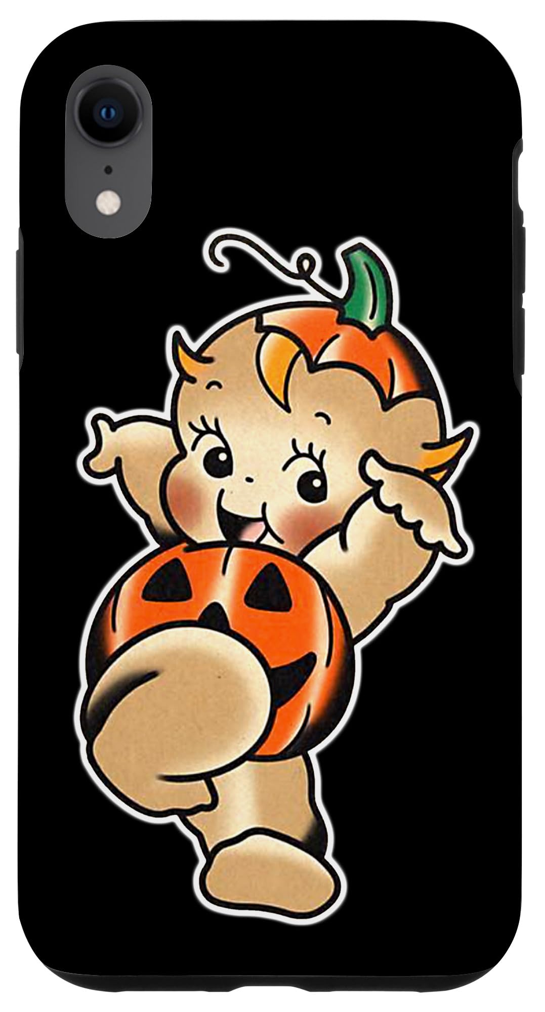 iPhone XR Kewpie Baby Pumpkin Halloween Jack-o-Lantern Tattoo Flash Case