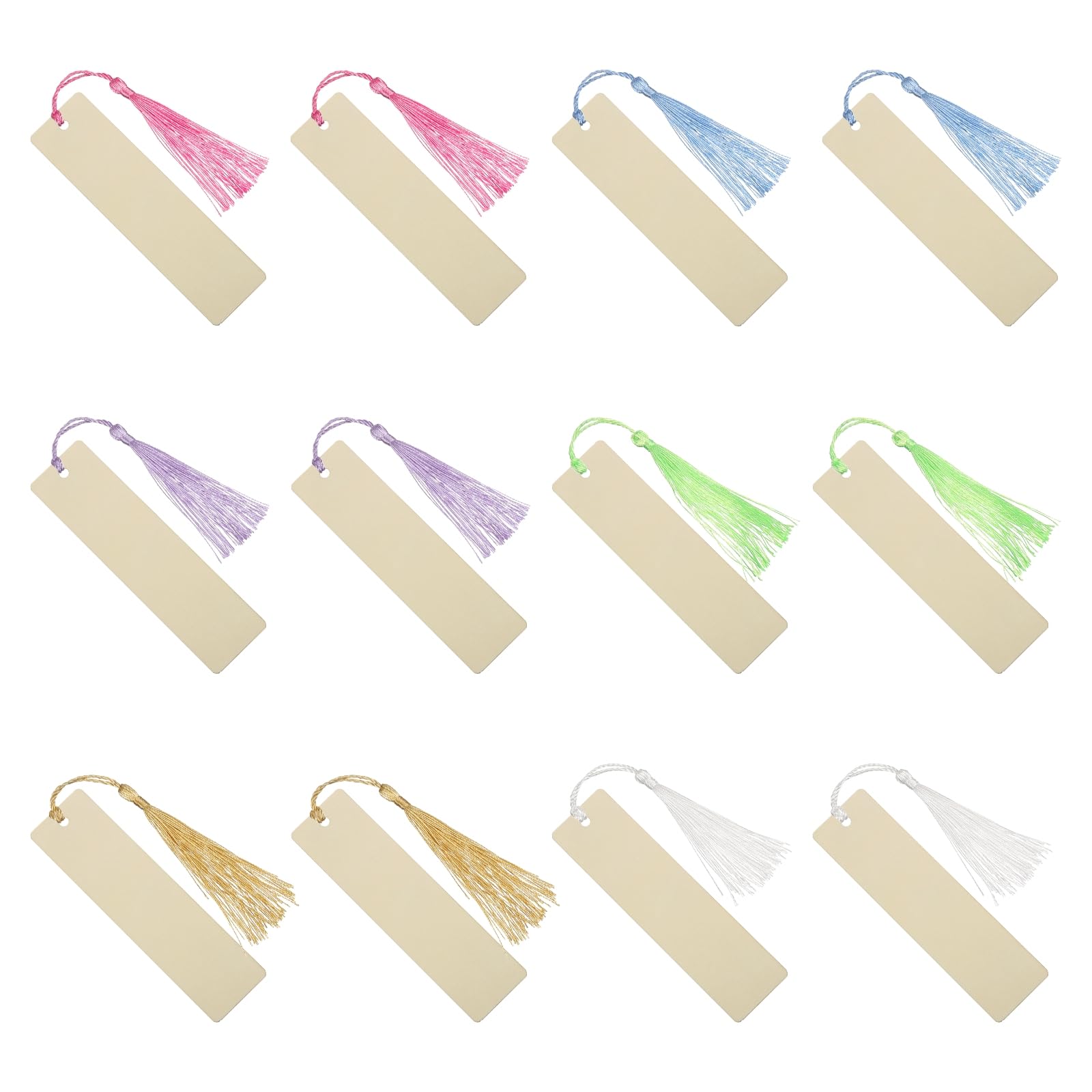 PATIKIL 4.7" x 1.3" Blank Wood Bookmark, 36 Pack Rectangle Wooden Book Marks Page Markers with 6 Colors Tassel for Women Book Lover DIY Gift