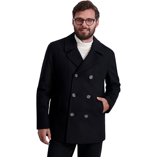 【24AW】DOUBLE FACE PEA COAT(BLACK) 24AW】DOUBLE FACE PEA COAT(BLACK) Men's Double-Breasted Wool
