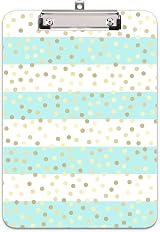 Hnogri A4 Clipboard Plastic Clipboards Low-Profile Clip Striped Gold Spots