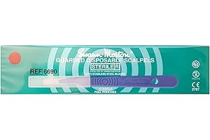 SWANN-MORTON Swann Morton #10R Disposable Surgical Scalpel with Blade & Guard - Sterile Dermaplane Blade for Face, Dermaplaning for Women & Men, Stainless Steel, Esthetician Tools - Individually Packed, Box of 10
