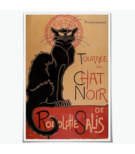 Amazon.com: Black Framed Steinlen - Tournee Du Chat Noir Black Cat