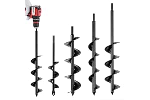 ERYTLLY Bulb Planter, Auger Spiral, 1.6 * 9+3 * 12+2 * 14.5+3 * 17.5 inch Garden Planter Tool 4 Sets,Rapid Umbrella Hole Digger for Planting Bulb Seedlings Bedding Tulips, and Digging Weeds Roots