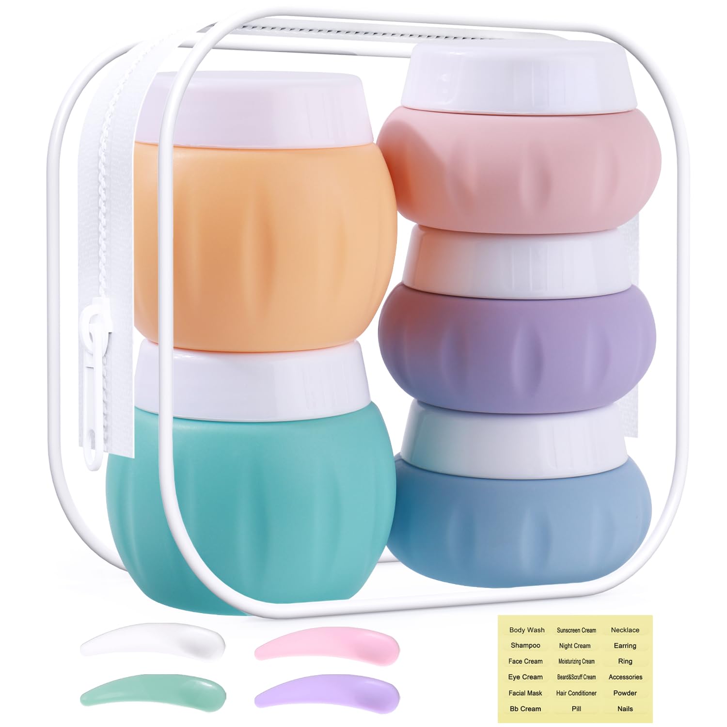 Photo 1 of GLAMFIELDS TSA Approved 2pcs 1.7oz & 3pcs 1oz Travel Size Silicone Jars - BPA Free, Leak-proof Travel Essentials with Lid for Cosmetic, Face, Hand & Body Cream - Orange (5Pack)