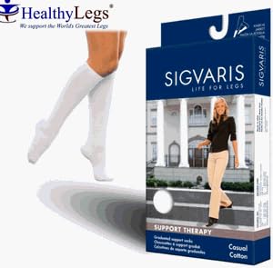 146C Sigvaris Casual Cotton Support Socks for Women 15-20mmHg Size B White by Ganzoni Sigvaris