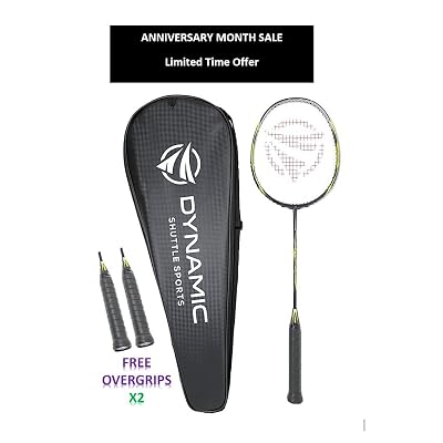 Dynamic Shuttle Sports Premium Hyperion KV-100 Carbon Fiber IndoorOutdoor Professional Badminton Racket - for Both Offensive and Defensive Players,