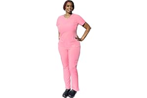 ANGIE UNIFORMS YOGAFLEX - TALL & PETITE. Soft & Stretchy Scrub Set for Women. 2-Pocket Top and 5 Pocket Pants. Modern Fit.
