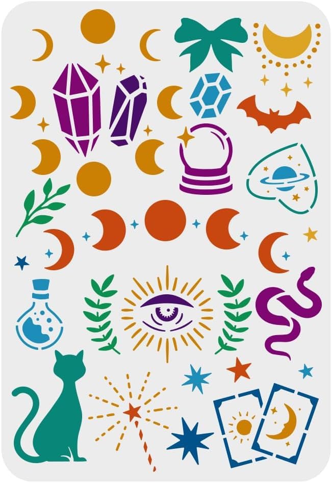 FINGERINSPIRE Divination Board Stencil 29.7x21cm Magical Stencils Witch Stencils for Crafts Plastic Reusable Wicca Stencil for Painting on Wood, Floor, Wall, Fabric