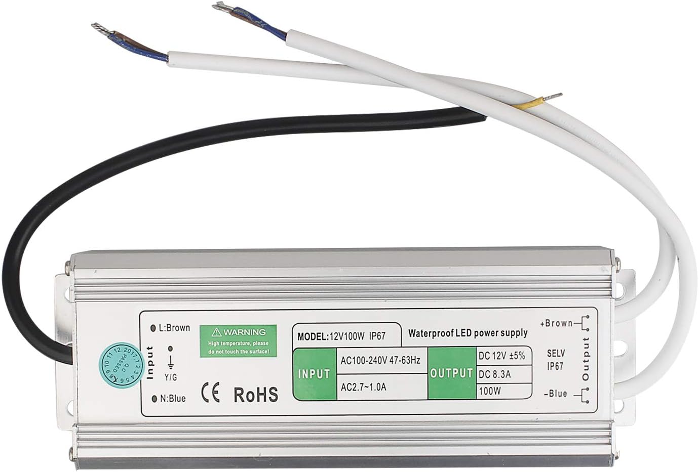 BAODE DC 12V Transformer LED 100W/8.5A Power Supply Adapter LED Trafo. IP67