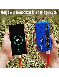 Kozo NOAA Radio meteorológica para emergencias. Varias maneras de carga, autoalimentación por manivela Dynamo y panel solar, antena larga para conseguir recepción en todos lados.