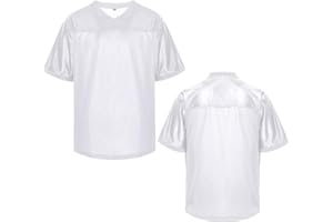 QTWW INC Blank Football Jersey,Mesh Practice Plain Football Shirt 90s Hip Hop Retro Active Unisex Workout Dry-Fit Soccer Sports Tee