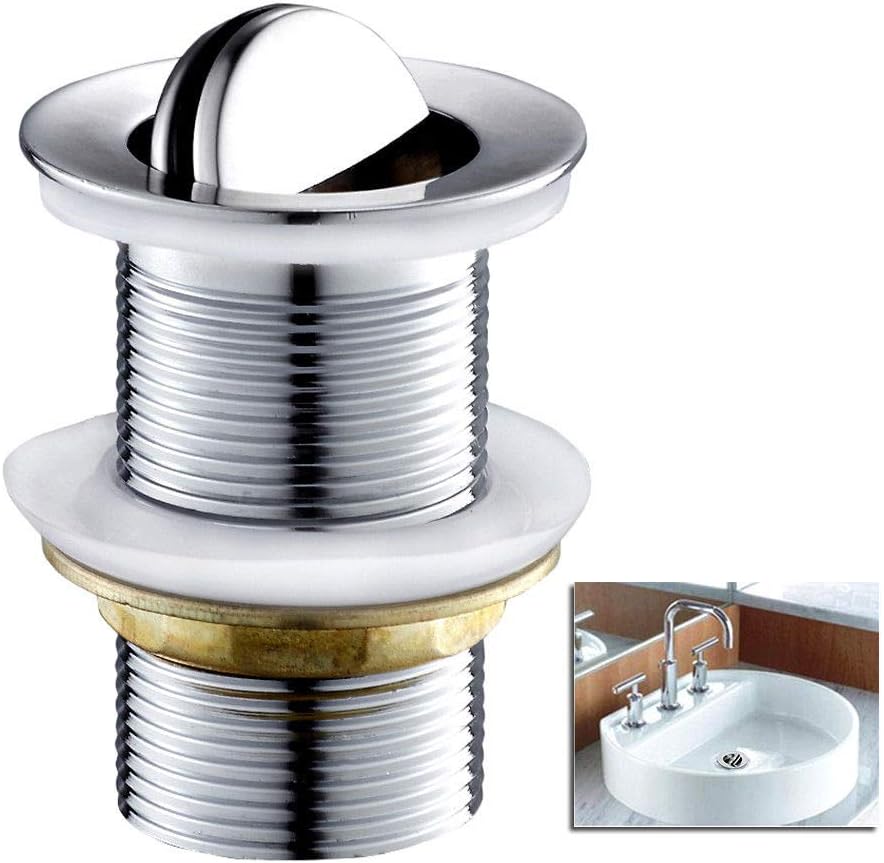 Flip Top Unslotted Basin Sink Waste Swivel Top Plug Chrome Heavy Duty 1
