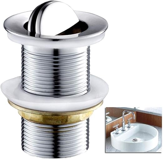 Flip Top Unslotted Basin Sink Waste Swivel Top Plug Chrome Heavy Duty 1