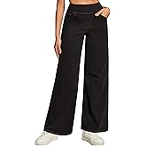 Heathyoga Wide Leg Jeans Woman High Waist Pull On Baggy Jeans for Women Stretchy Jean Pants Straight Leg Denim Pants