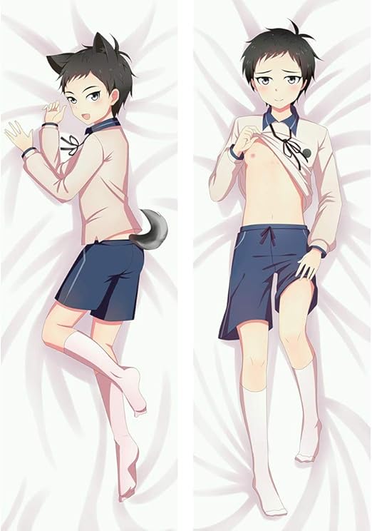 Amazon Com Yestrong Cute Neko Boy Male Anime Cosplay Printed Long Cushion Cartoon Pillow Birthday Gift 2 Way Materials 160 X 50cm 62 9in X 19 54in Home Kitchen