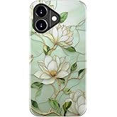 STARVIP for iPhone 17 Case Cute - Wireless Charging Compatible - Dual-Layer Hard Shell + Silicone Cover - Aesthetic Protective Phone Case for Women - Vintage Magnolia Flowers