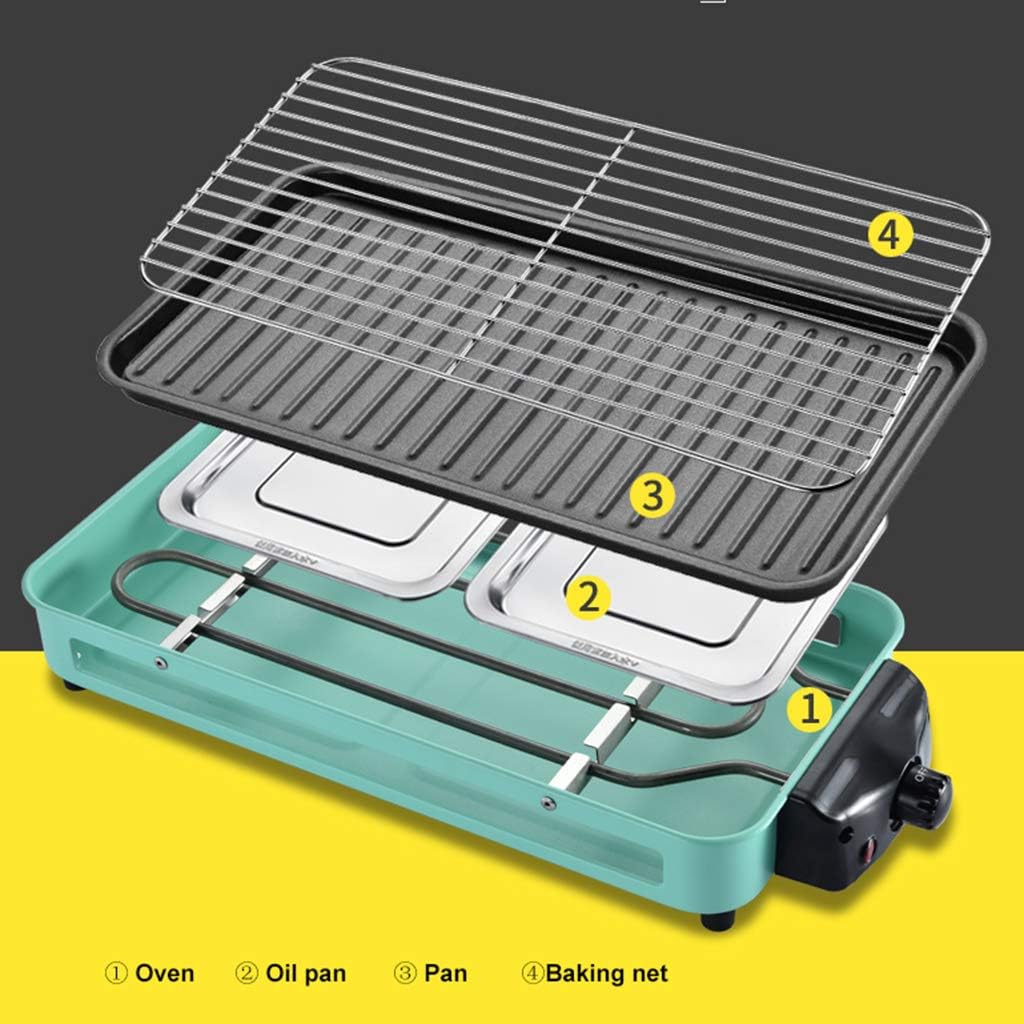 review Barbecue grill, electric grill, indoor and outdoor use, adjustable thermostat, removable drip tray and condiment rack, indoor smoke-free electric grill, fast heating and easy to clean high-power des